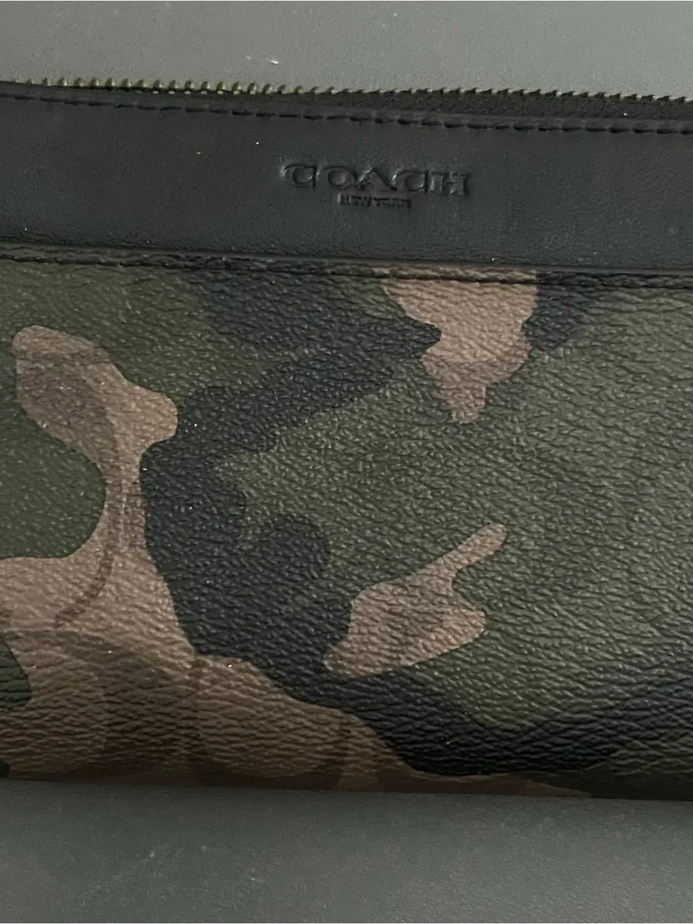 Coach Accordion Zip Wallet Signature  Camo Print